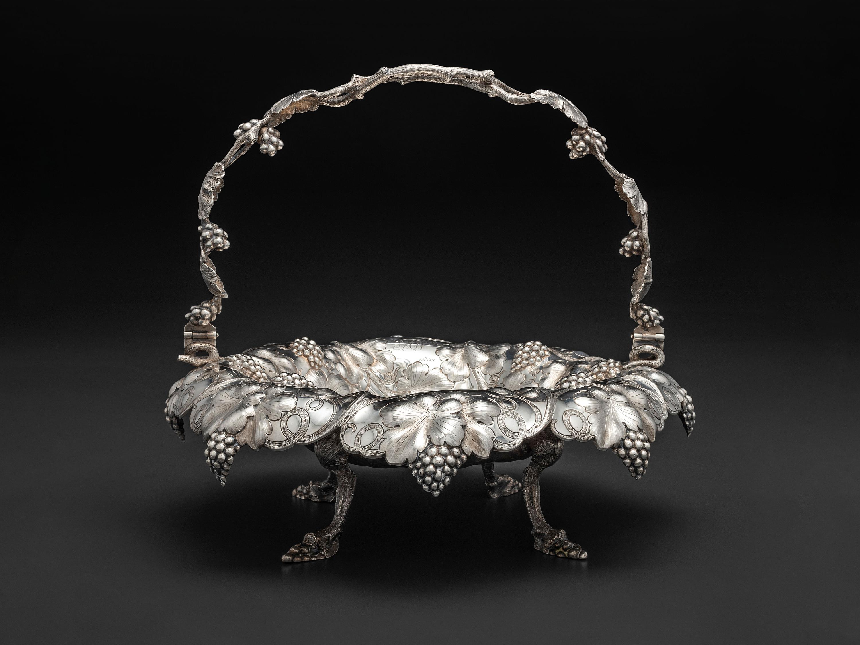 An American Repousse Silver Swing-Handle Basket