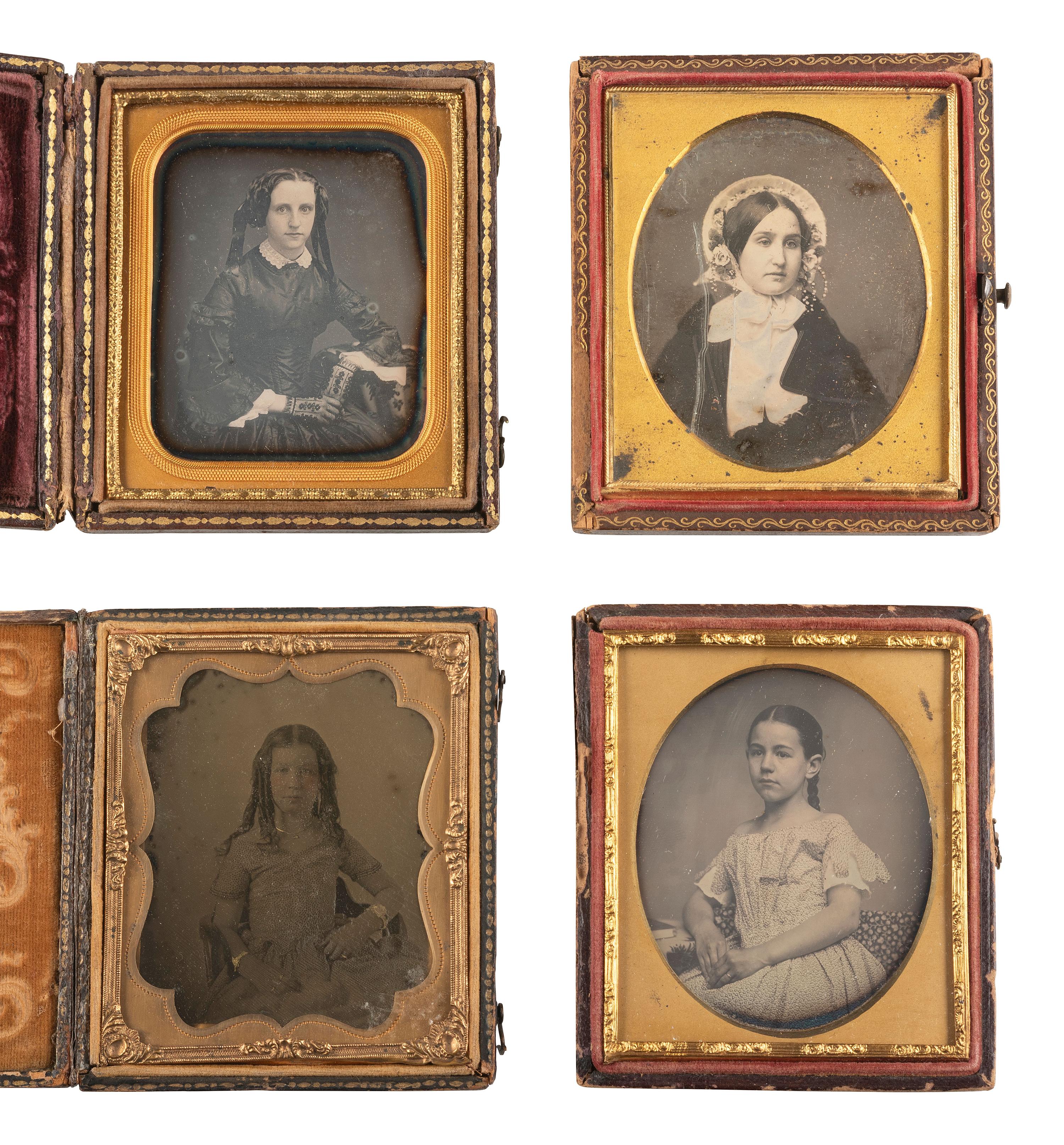 [EARLY PHOTOGRAPHY]. 19 cased images of females with props and/or noteworthy accessories.