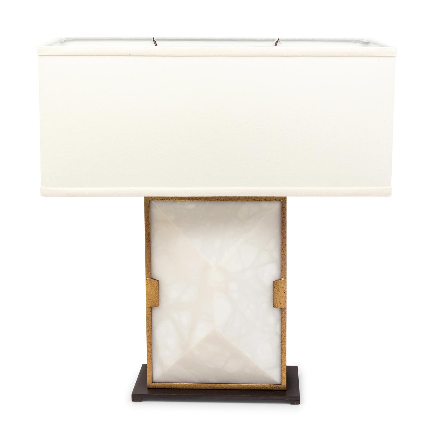 A Contemporary Brushed Metal Table Lamp