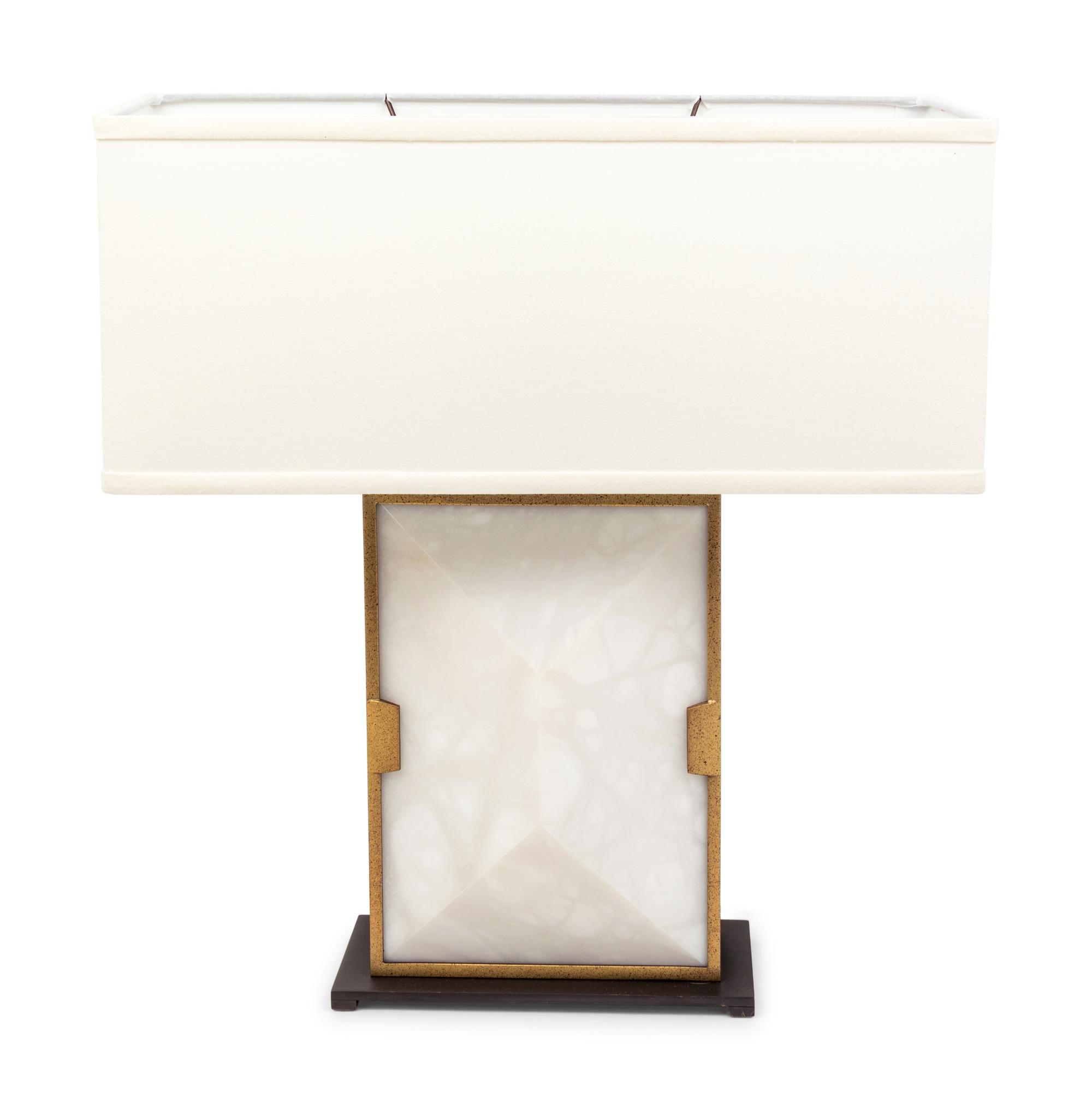 A Contemporary Brushed Metal Table Lamp