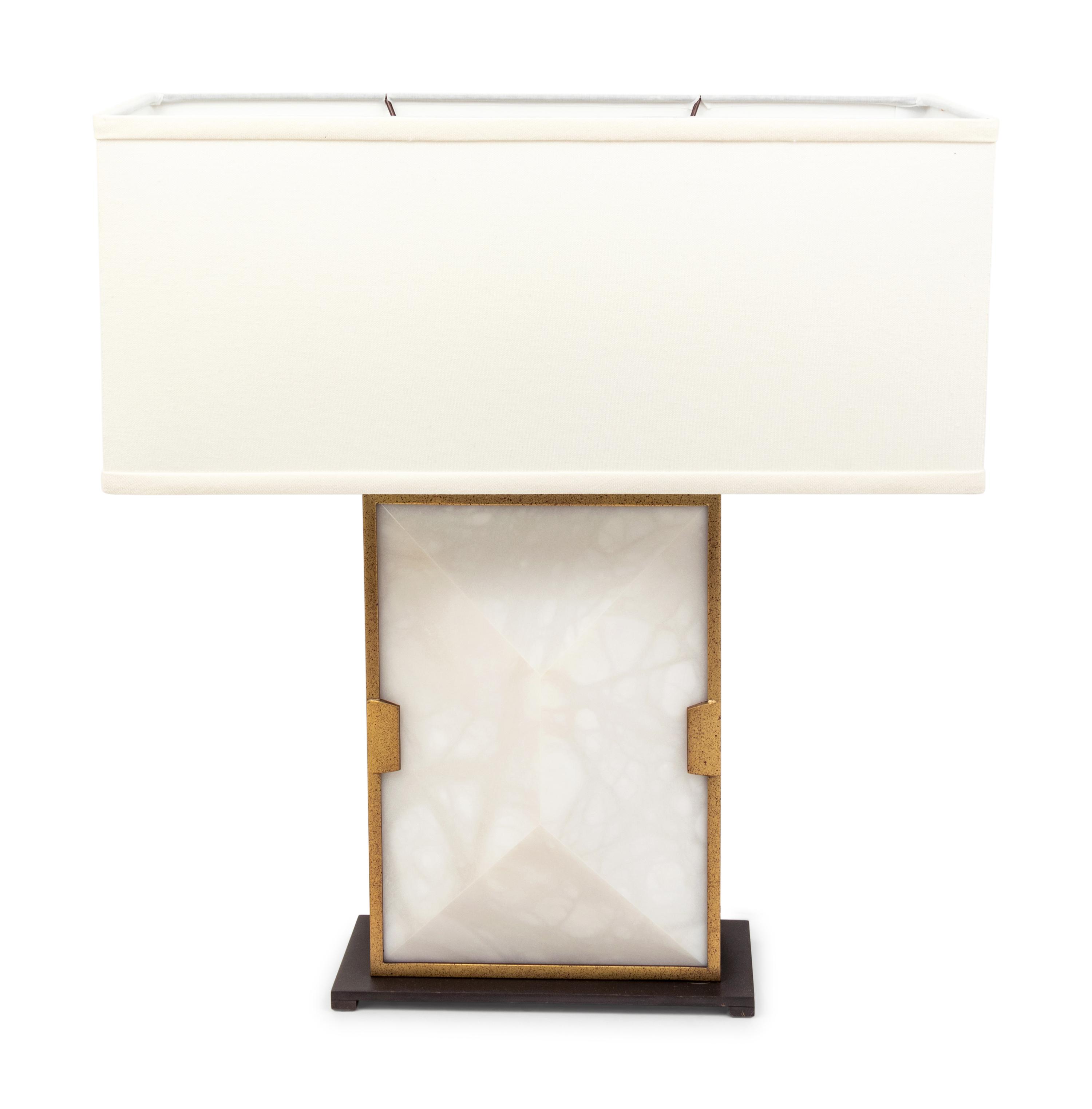 A Contemporary Brushed Metal Table Lamp