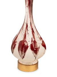 A Pair of Contemporary Red and White Glazed Vases Mounted as Lamps