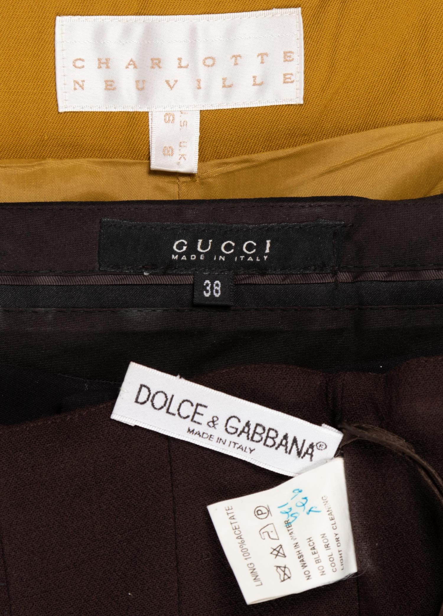 Three Pairs of Designer Pants; Gucci, Charlotte Neuville, Dolce & Gabbana, 1980-90s