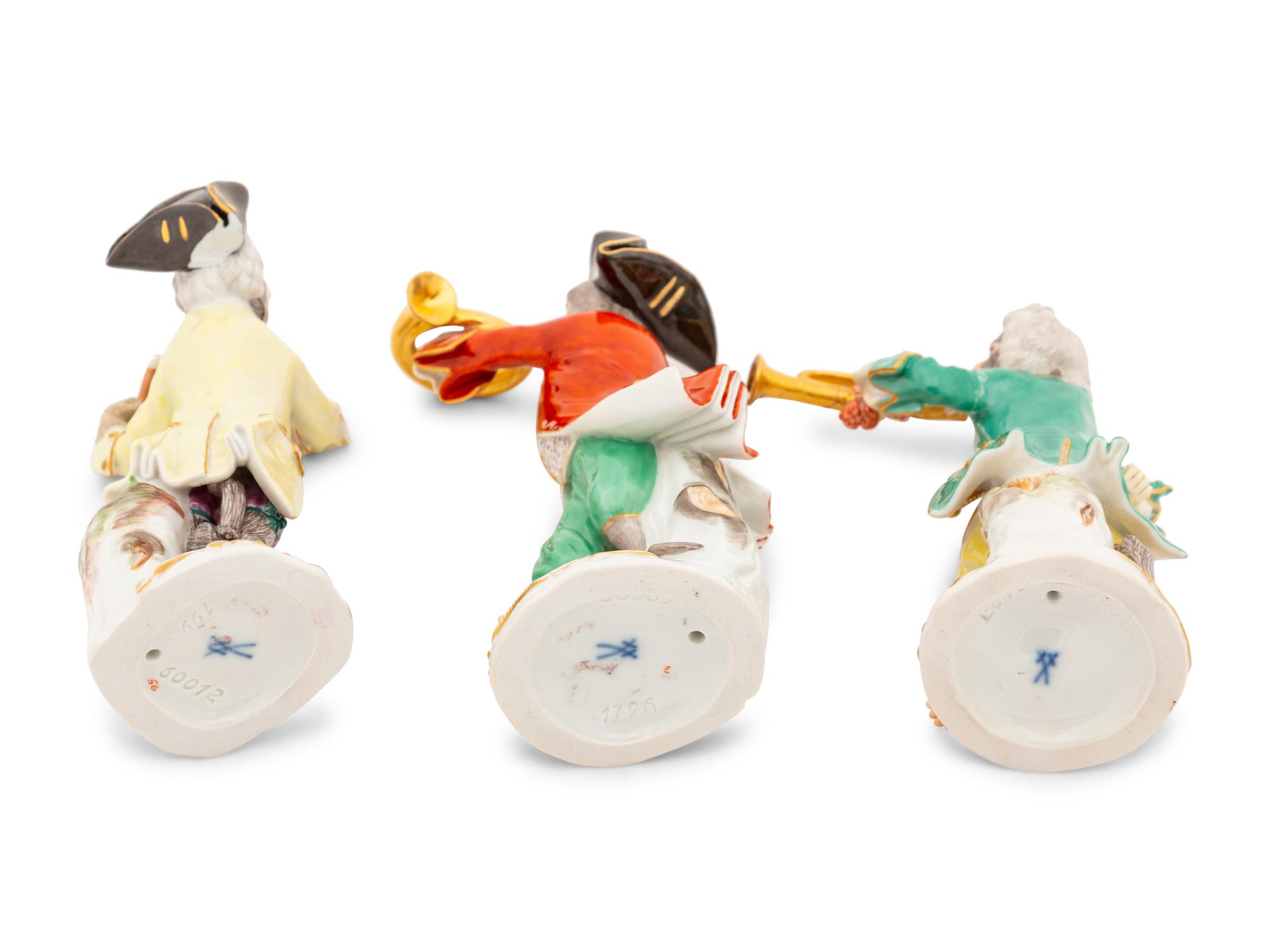 Six Meissen Porcelain Monkey Musicians