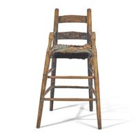 A Turned Hickory and Maple High Chair