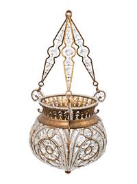 A Gilt Metal, Cut and Beaded Crystal Chandelier — 19TH CENTURY