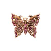 RUBY, DIAMOND, AND ROSE GOLD BUTTERFLY PENDANT BROOCH
