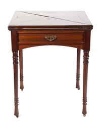 A George III Style Mahogany Fold-Top Game Table Height 29 1/2 x width 24 x depth 24 inches (closed). — 20TH CENTURY