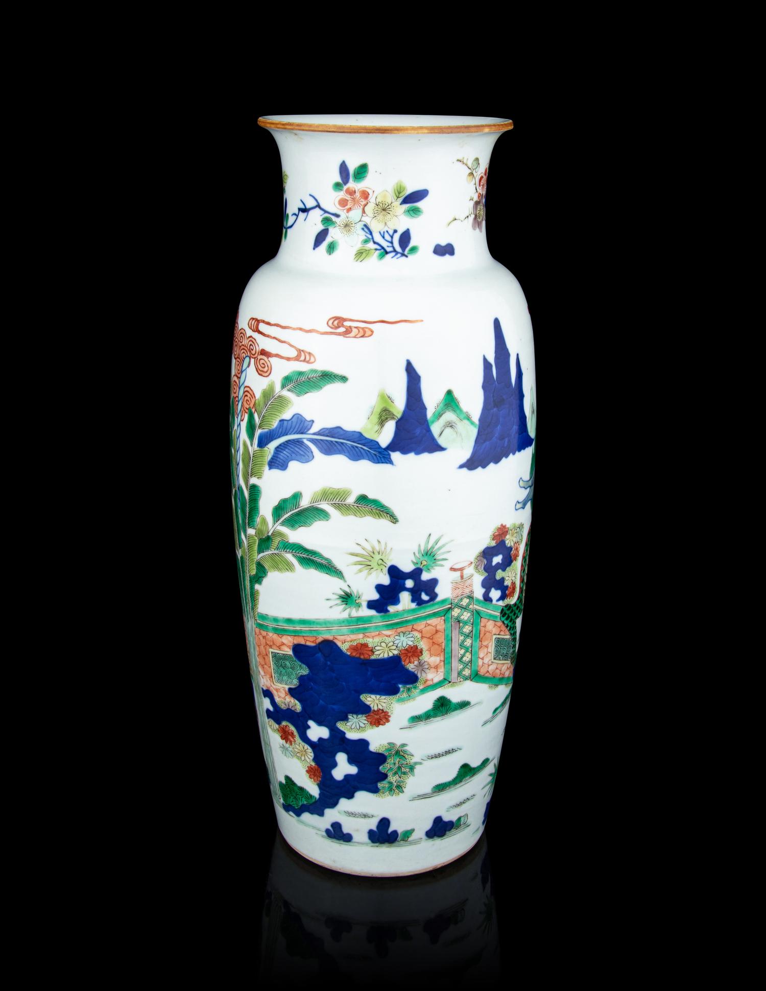 A Chinese Wucai Porcelain 'Qilin' Sleeve Vase