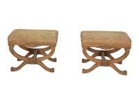 A Pair Louis XVI Style Curule Stools