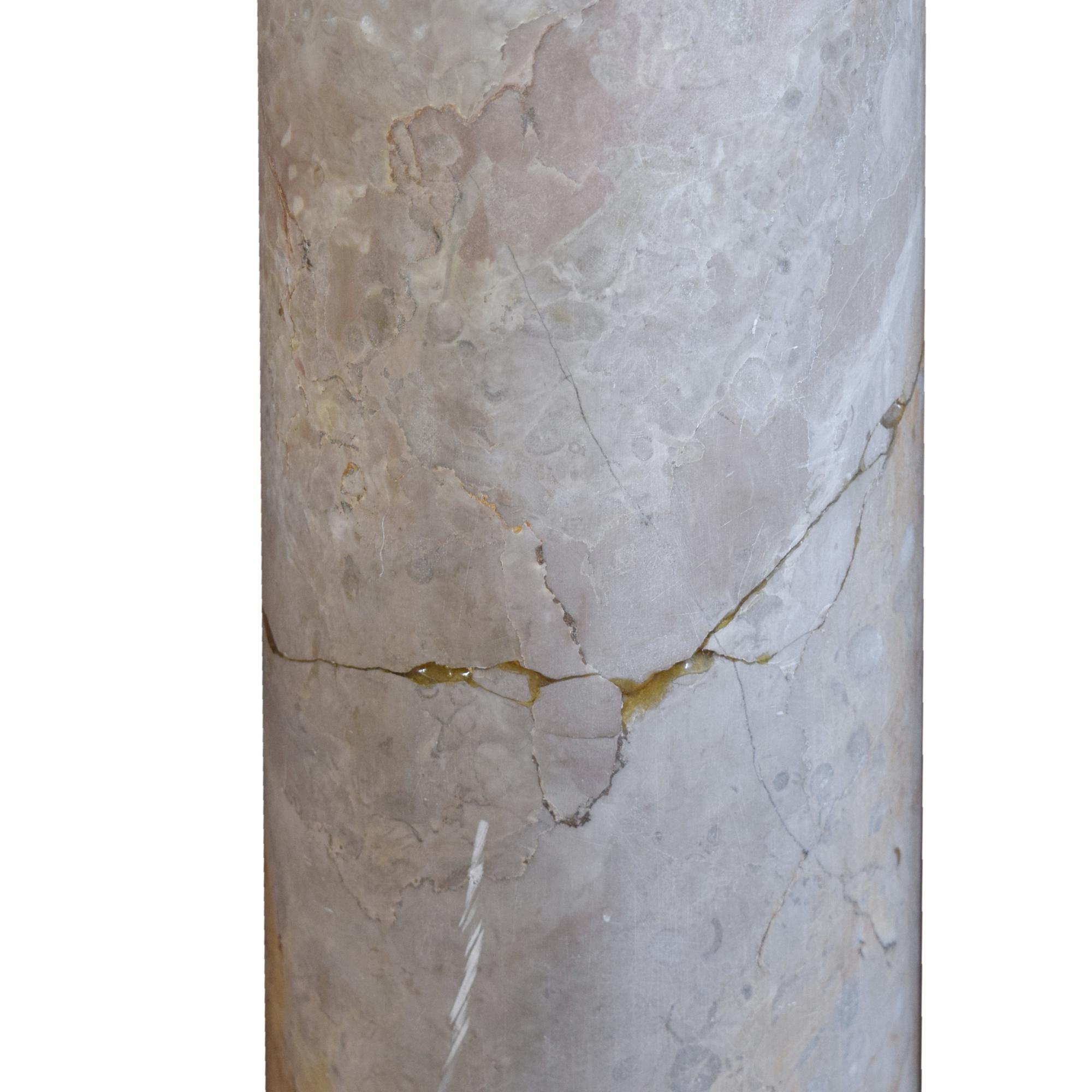 A Marble Column with Base and Capital from 900 N. Michigan Ave., Chicago, IL. 14.5" W x 14.5" D x 93" H — United States, Circa 1927