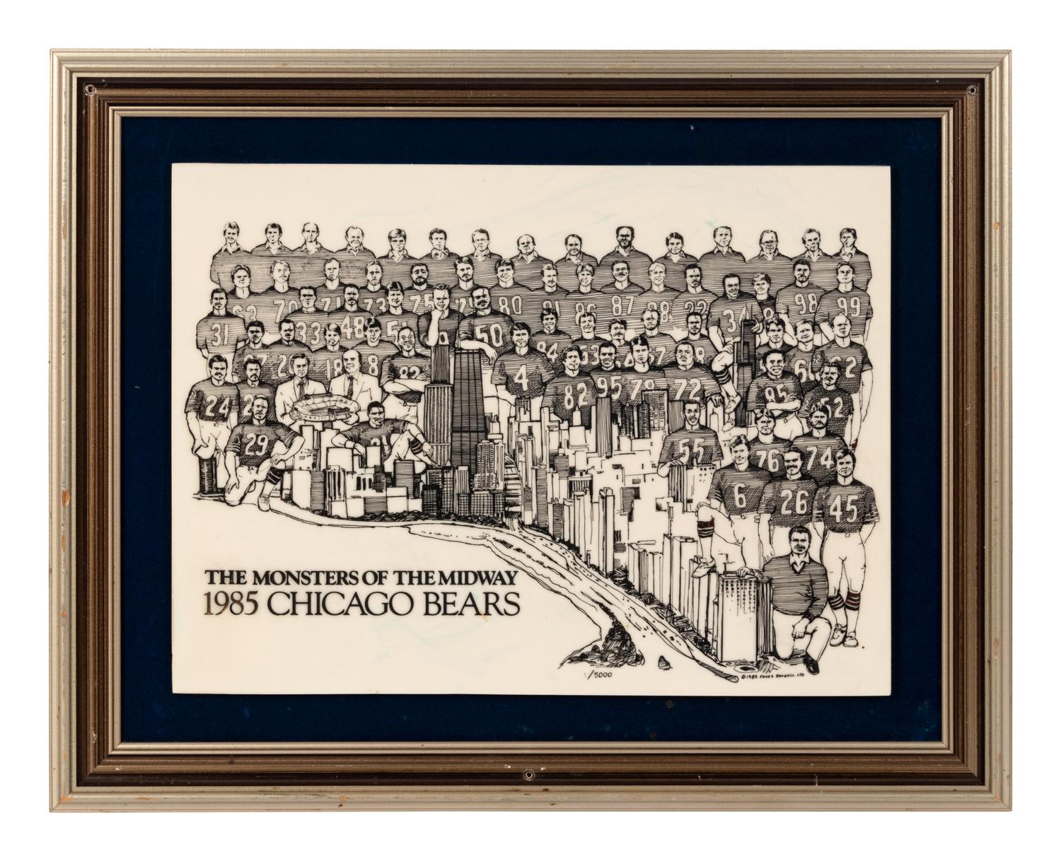 A Group of Seven Chicago Bears Artworks Formerly Displayed at Mike Ditka’s Restaurant