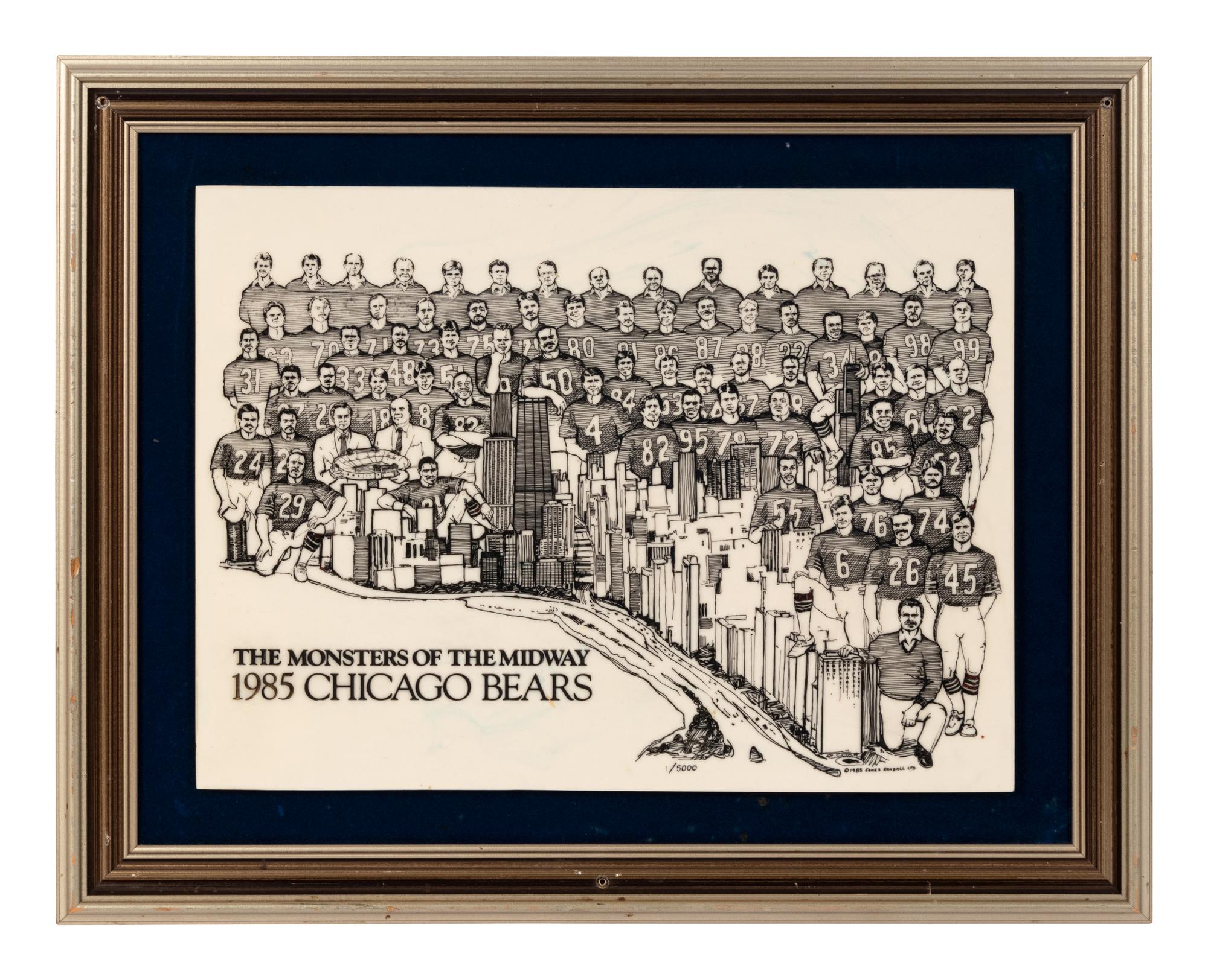 A Group of Seven Chicago Bears Artworks Formerly Displayed at Mike Ditka’s Restaurant