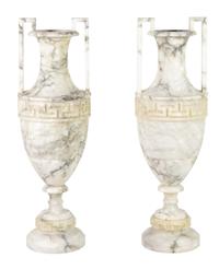 A Pair of Large Italian Alabaster Urns Height 37 1/2 inches. — 19TH CENTURY