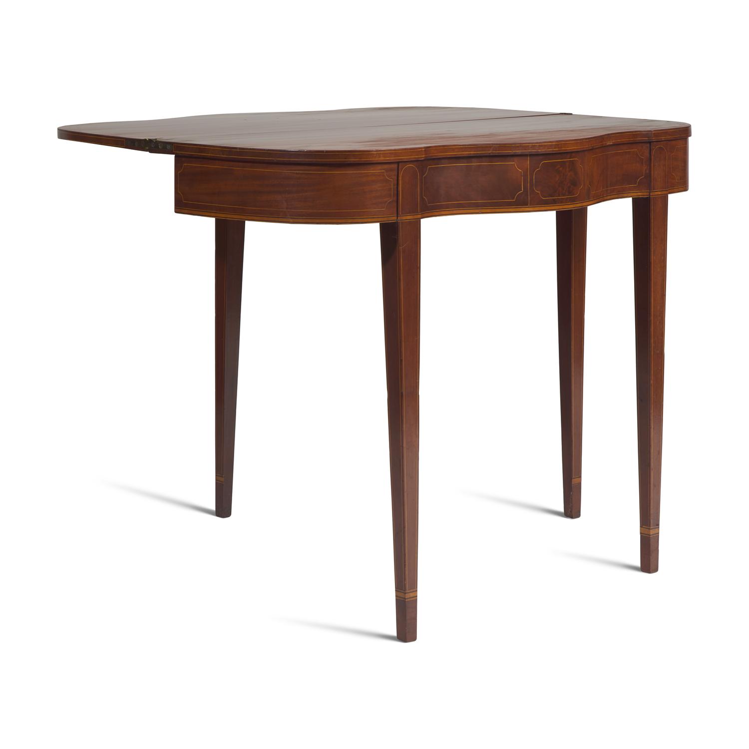 A Federal Inlaid Mahogany Serpentine Card Table