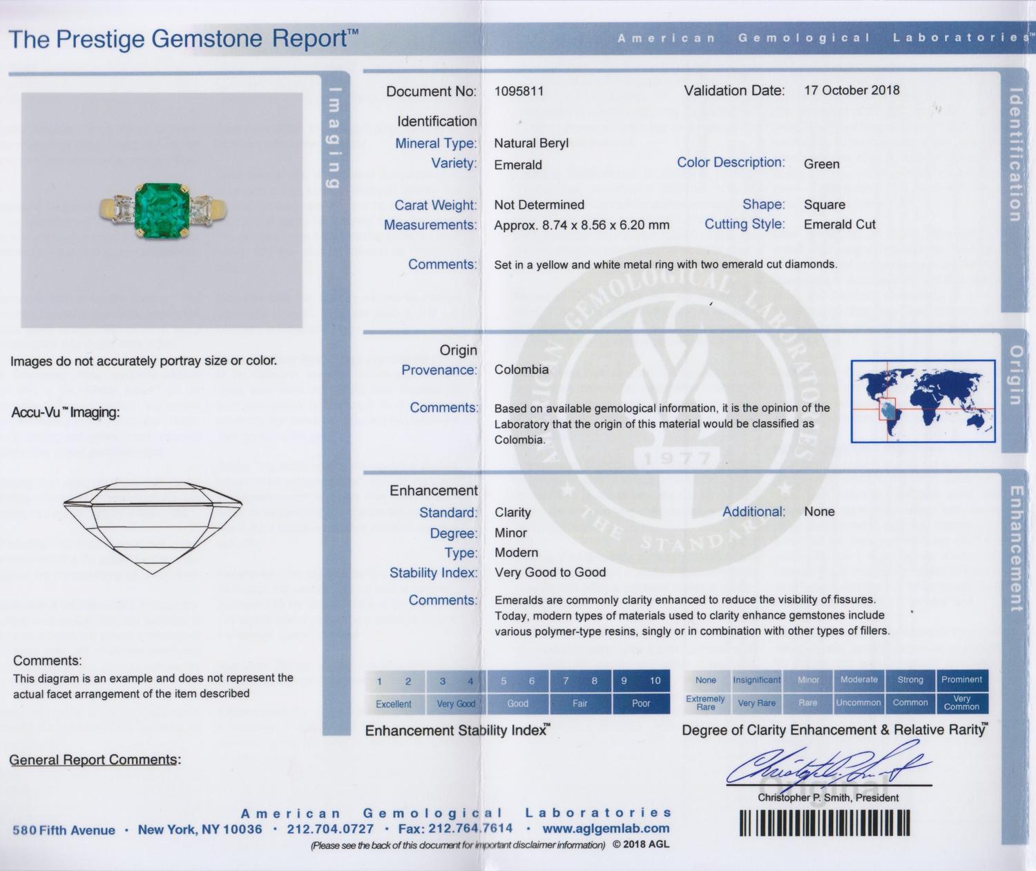 COLOMBIAN EMERALD AND DIAMOND RING