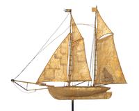 A Molded and Gilt Copper Ketch-Form Weathervane