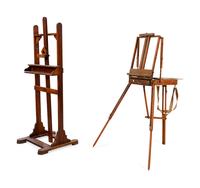 Two Antique Easels and a Painter's Palette