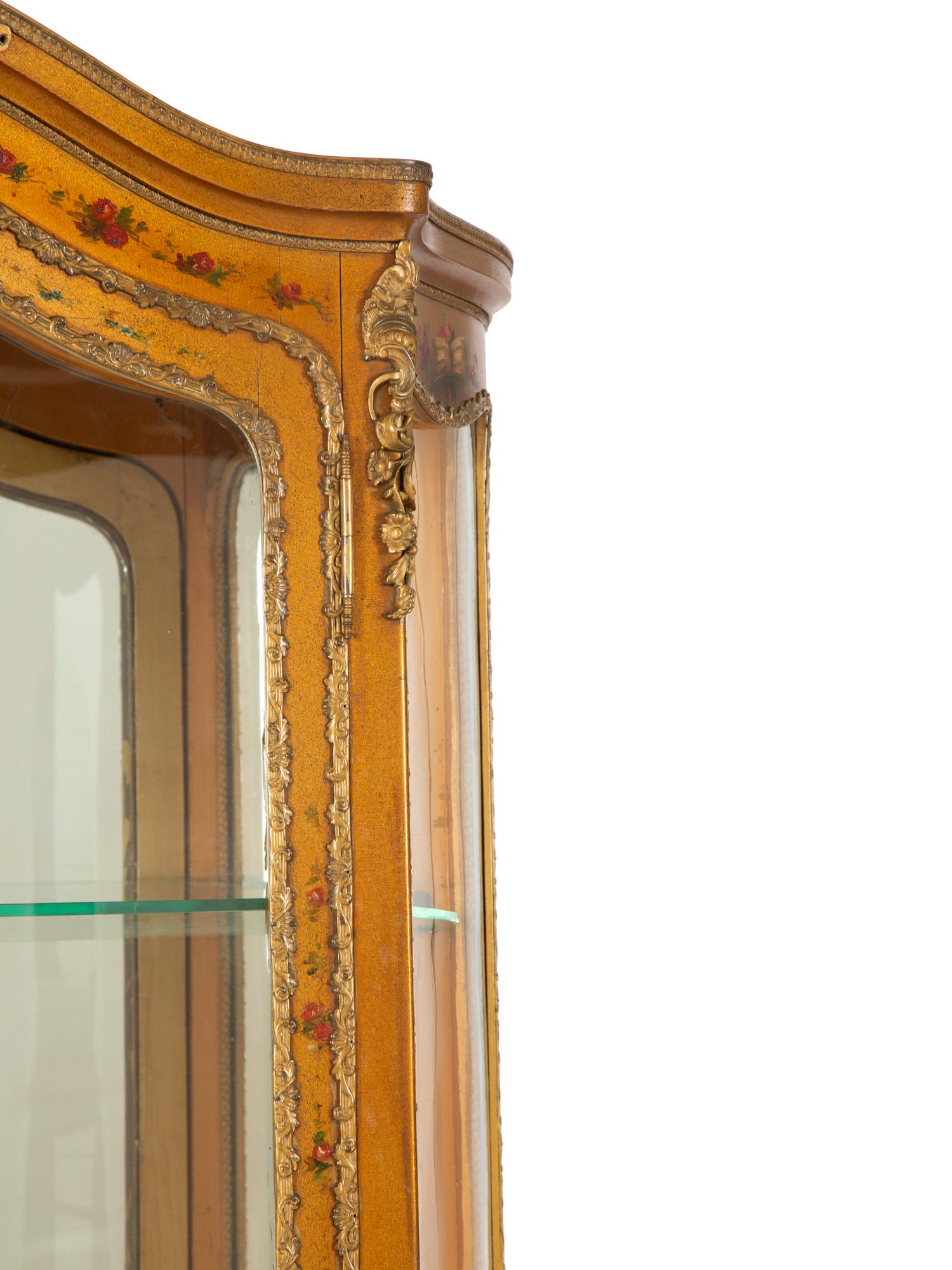 A Louis XV Style Giltwood Vernis Martin Vitrine Cabinet