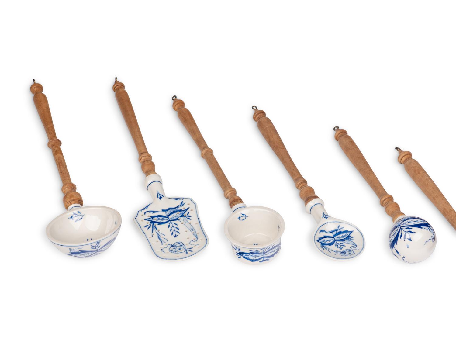 A Group of Nine Blue and White Porcelain and Ceramic Serving Articles