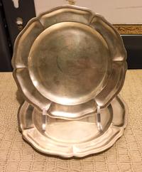 Two Mexican Silver Bread Plates, Sanborns, Mexico City, each having a scalloped border.