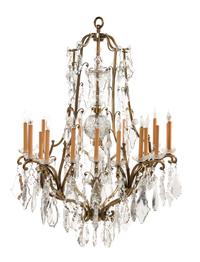 A French Gilt Metal and Glass Twenty-Light Chandelier