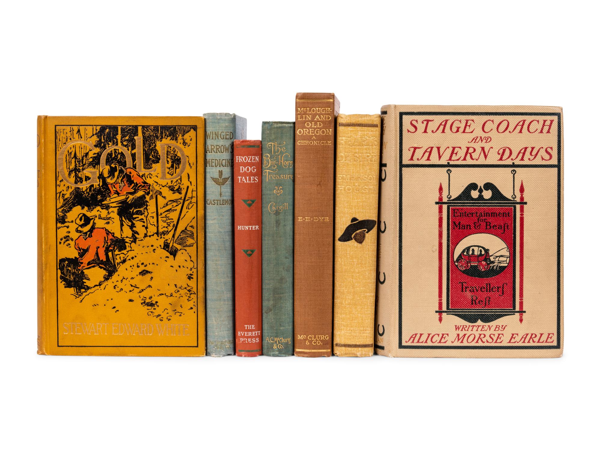 [PUBLISHER'S TRADE BINDINGS - AMERICAN]. A group of 7 bindings featuring Western themes, comprising: