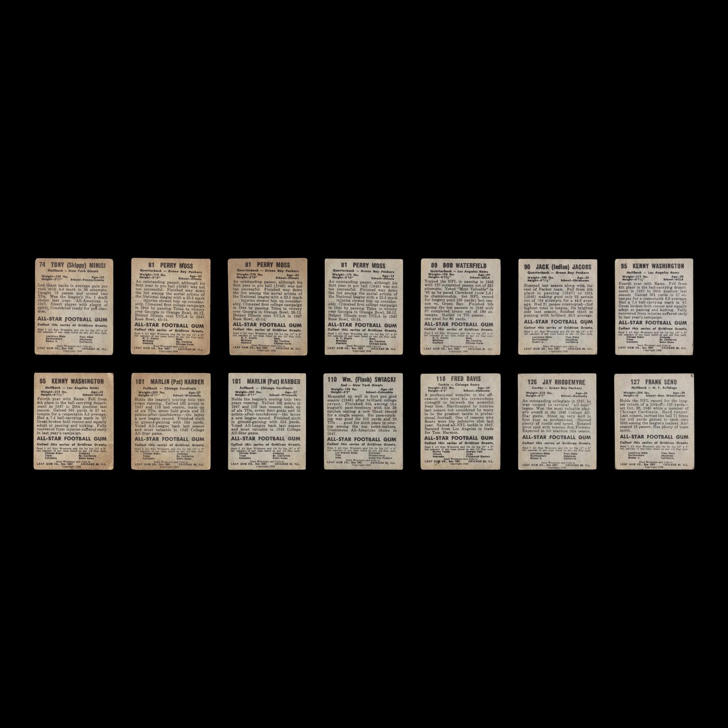 A Collection of 1948 and 1949 Leaf Football Cards Including Multiple Hall of Famers (66)