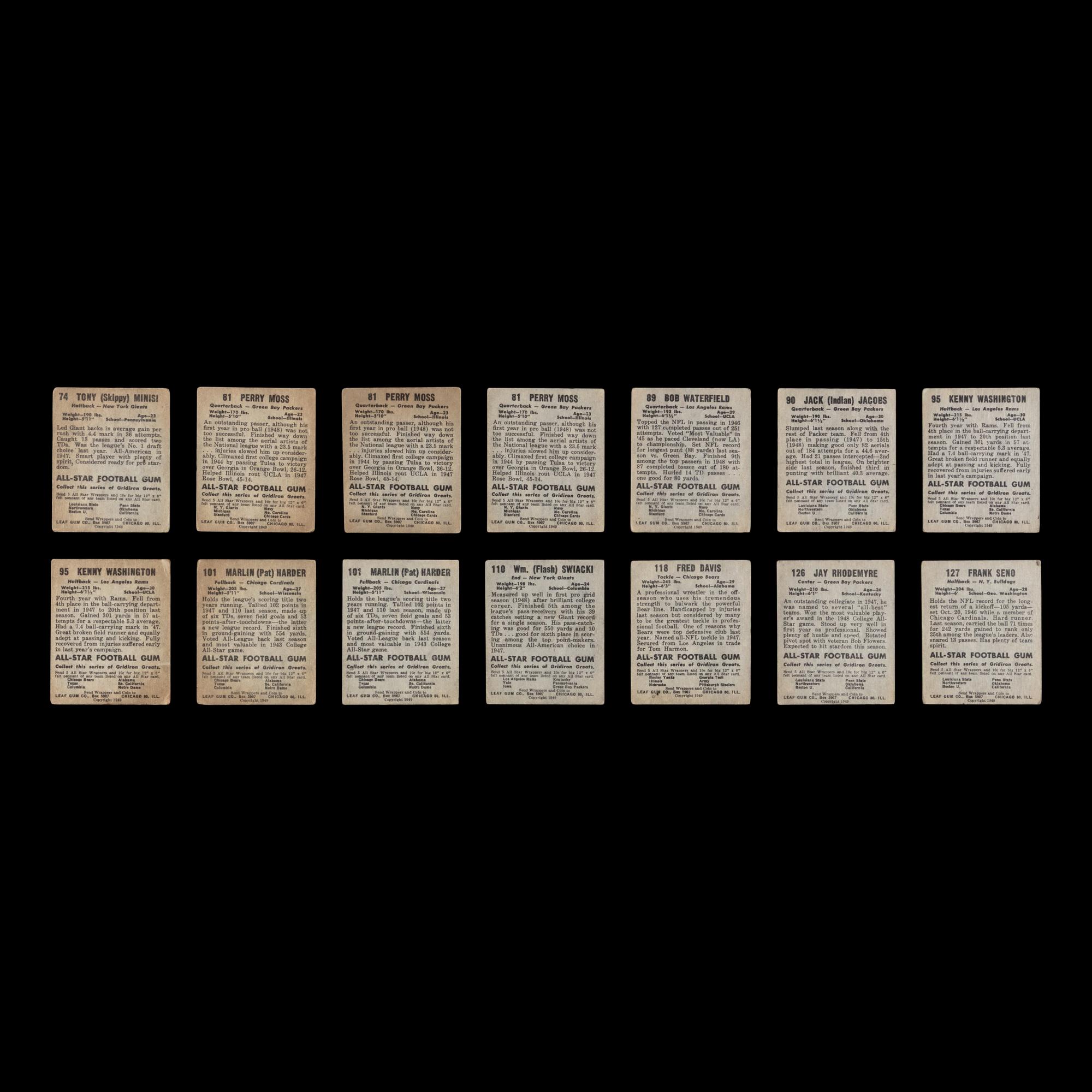 A Collection of 1948 and 1949 Leaf Football Cards Including Multiple Hall of Famers (66)