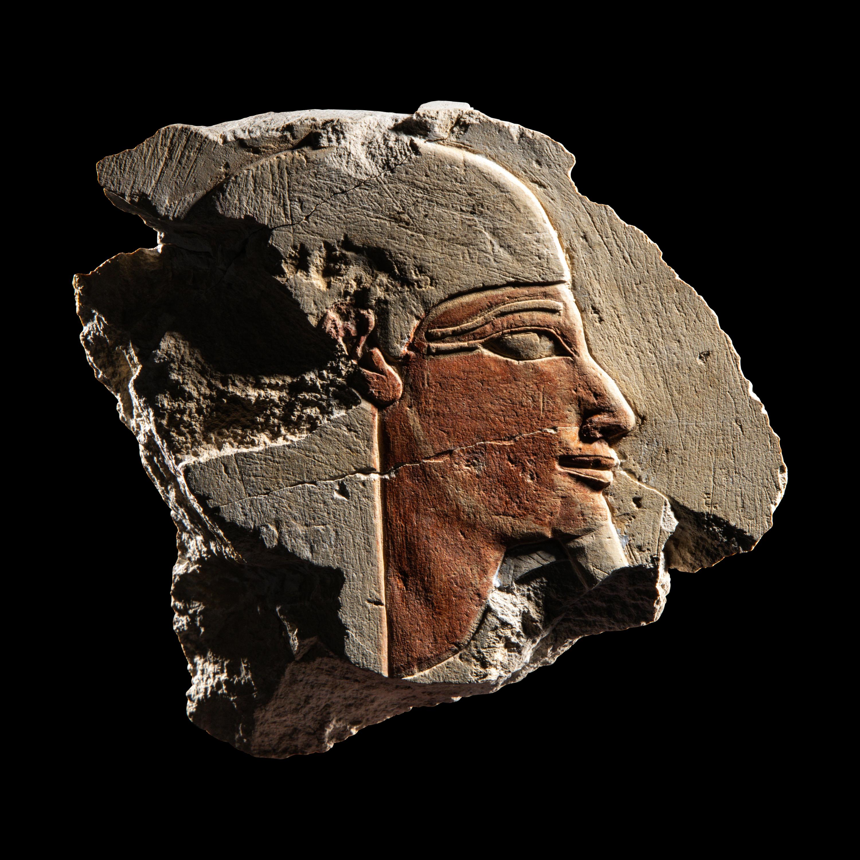 An Egyptian Limestone Relief Fragment with a Nile God
