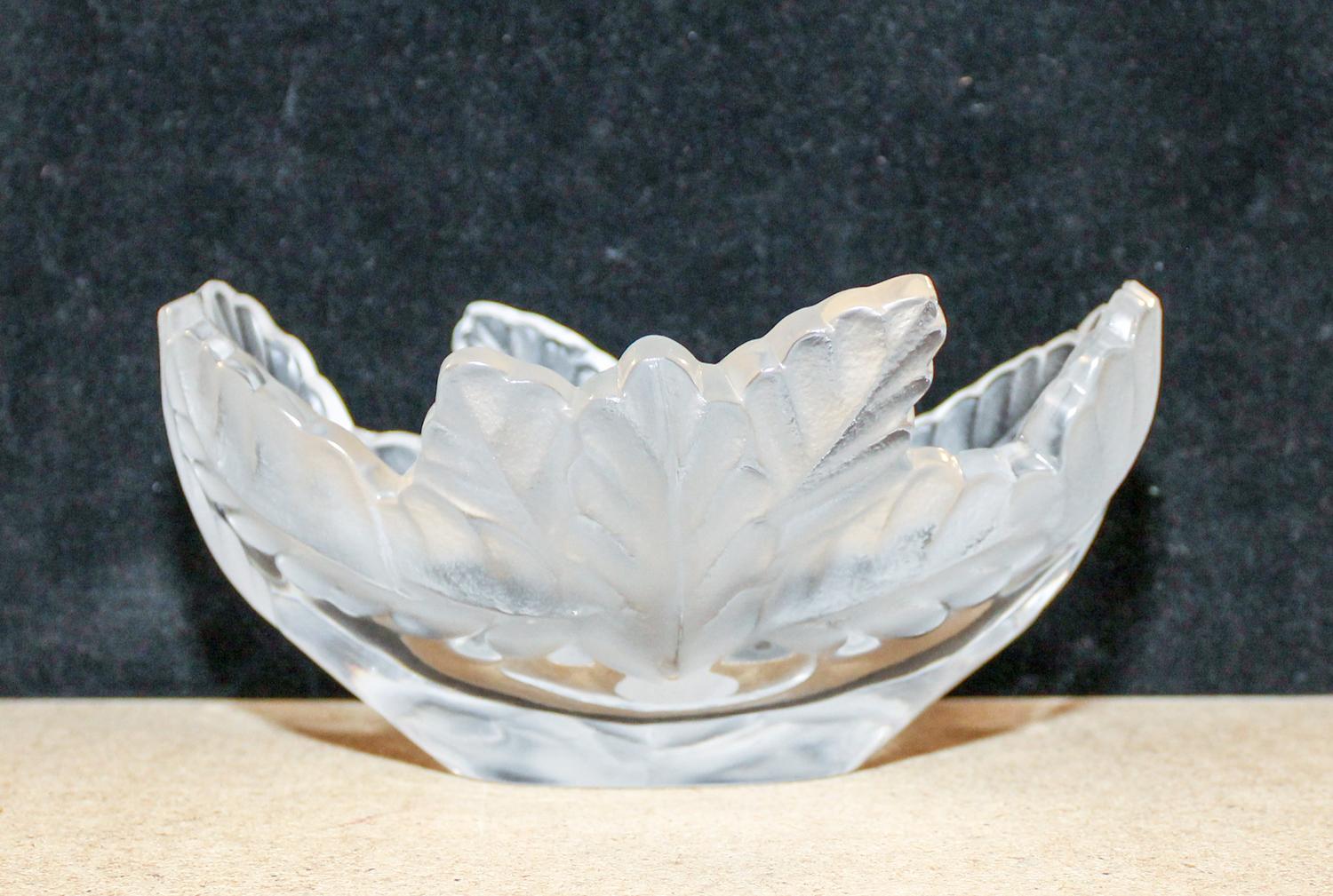A Lalique Molded and Frosted Glass Bowl Width 7 5/8 inches.