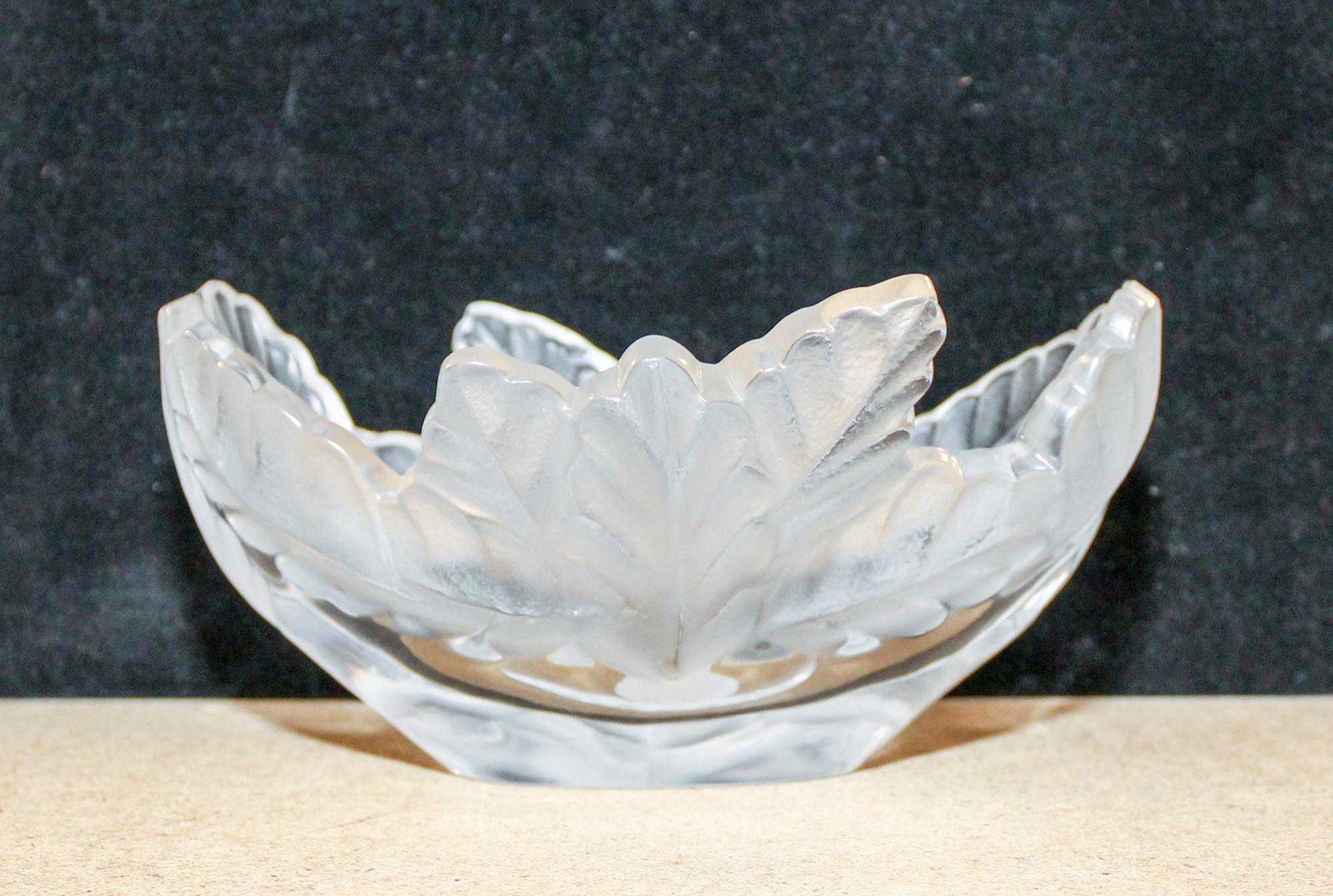 A Lalique Molded and Frosted Glass Bowl Width 7 5/8 inches.