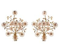 A Pair of Continental Glass Flowerhead and Gilt Metal Sconces