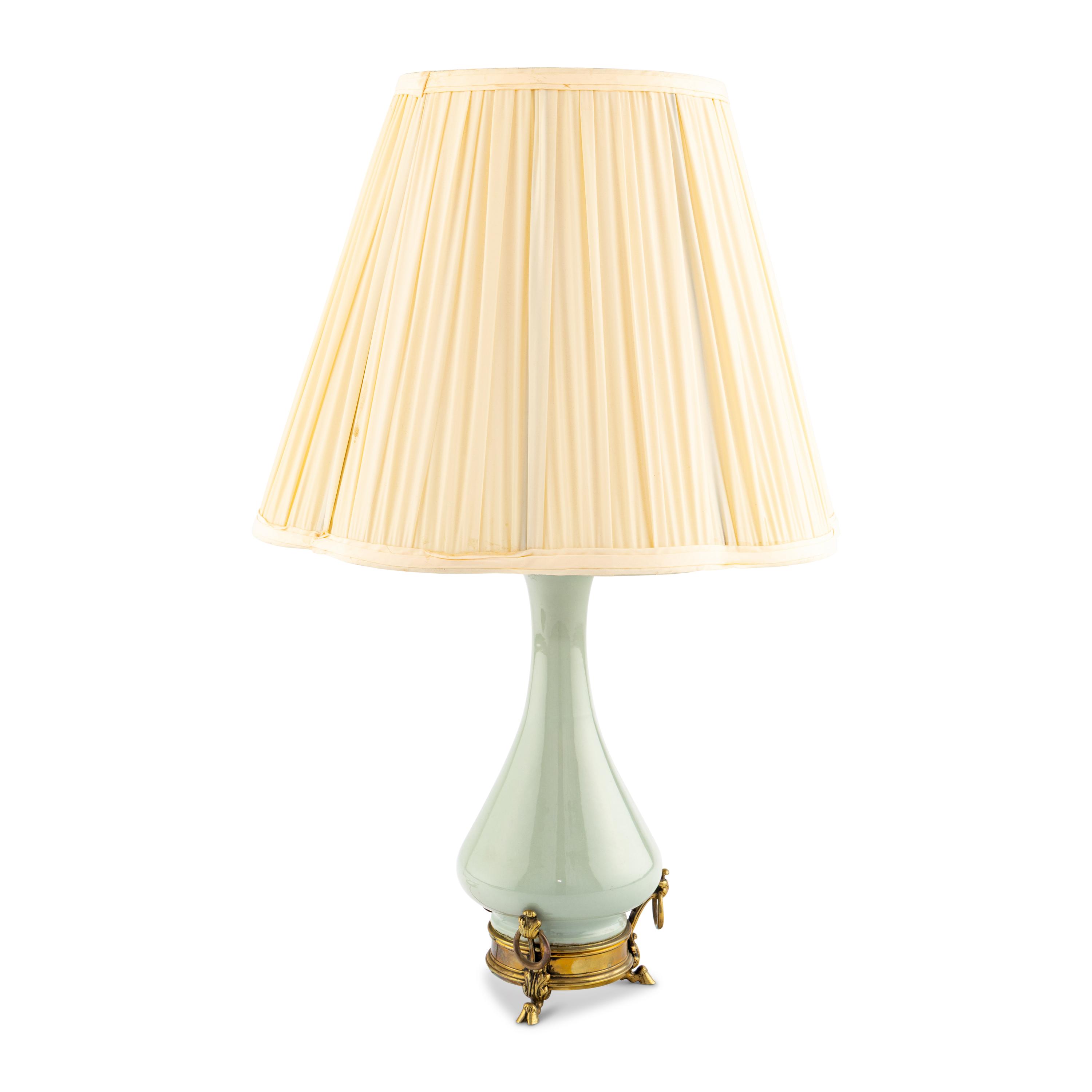 A Celadon Porcelain and Pâte-sur-Pâte Lamp