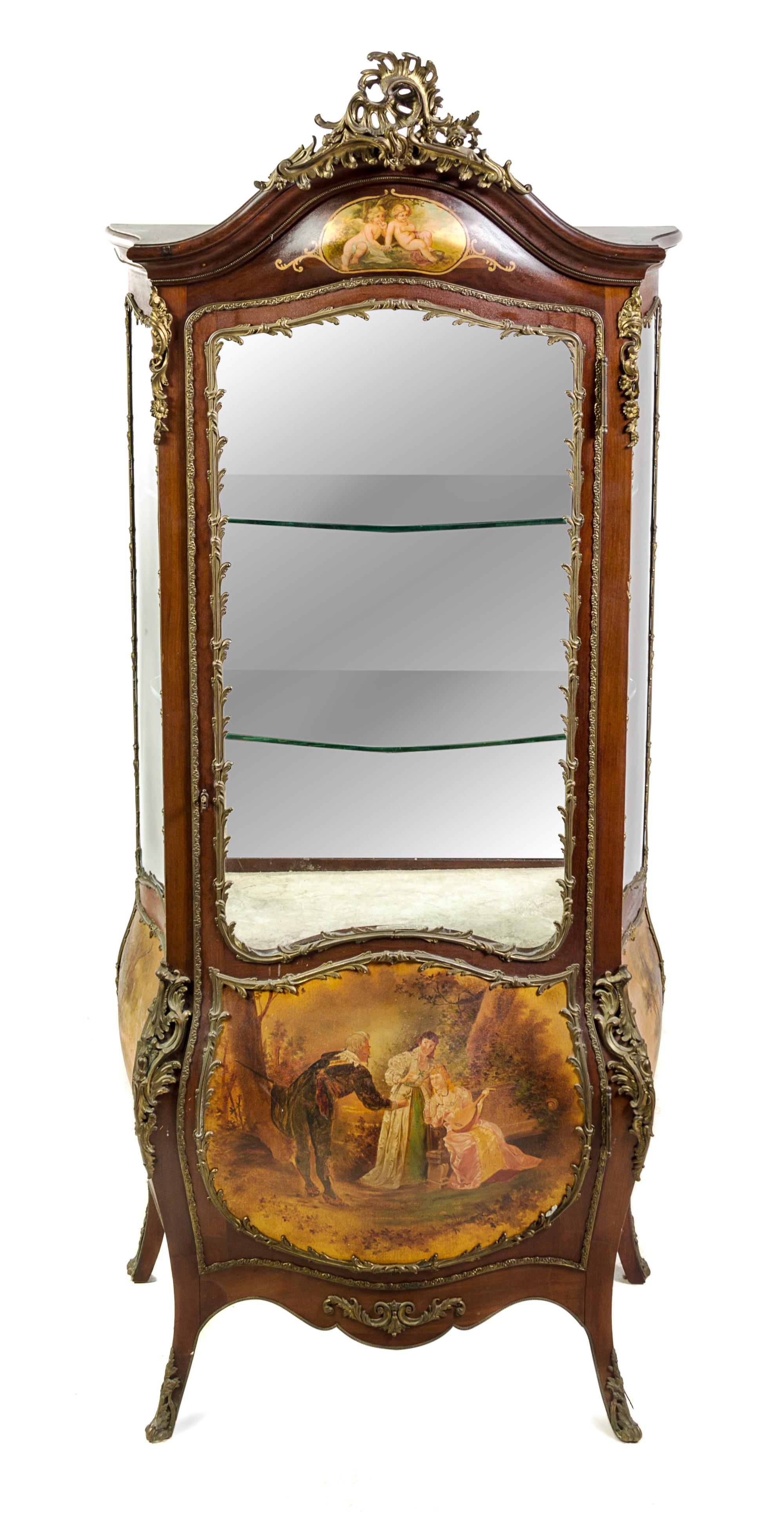 A Louis XV Style Gilt Bronze Mounted Vernis Martin Vitrine Height 74 1/2 inches. — LATE 19TH CENTURY