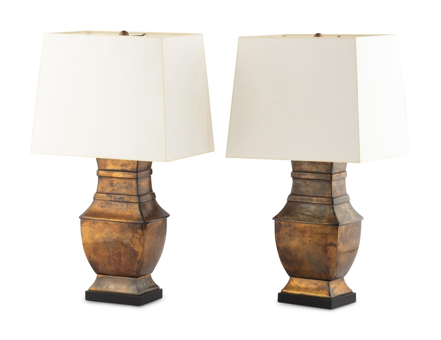 A Pair of Patinated Lamps