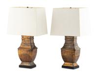 A Pair of Patinated Lamps
