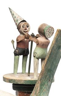 A Carved and Painted Wood Dancing Monkey Whirligig