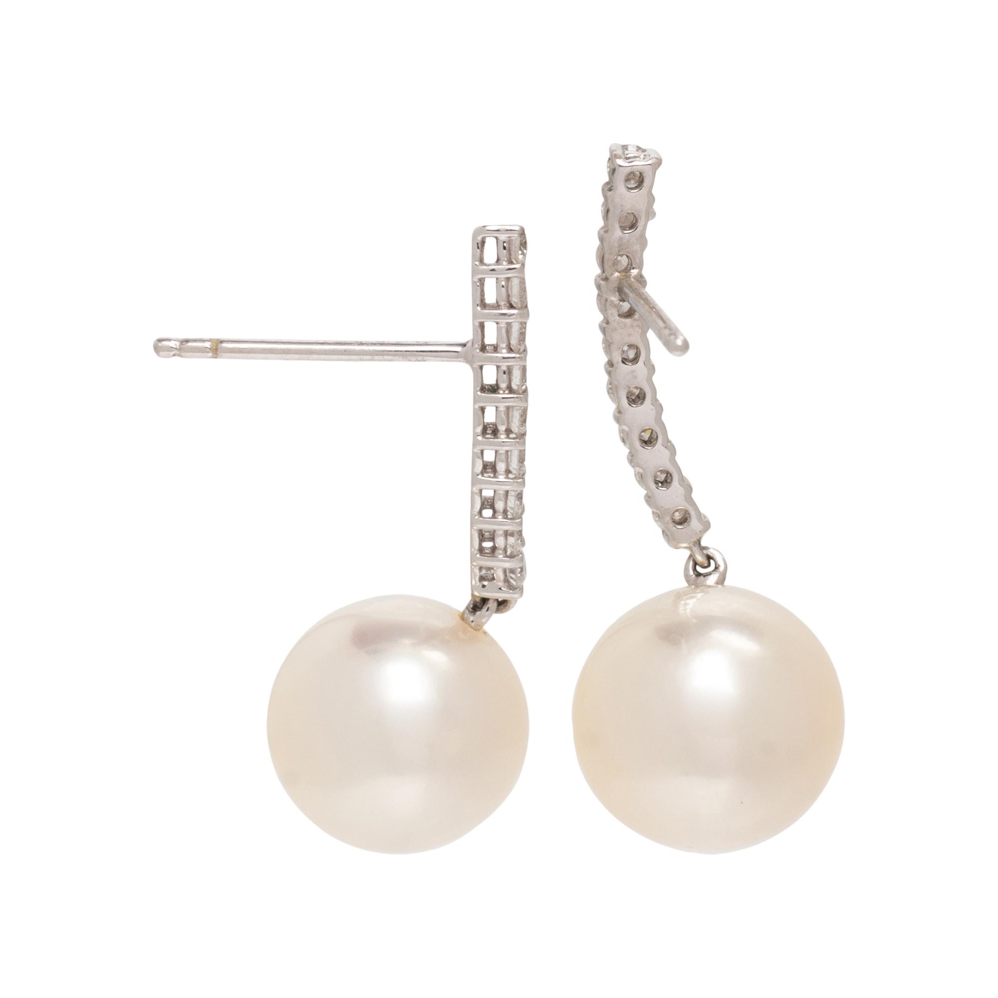CULTURED PEARL AND DIAMOND EARRINGS