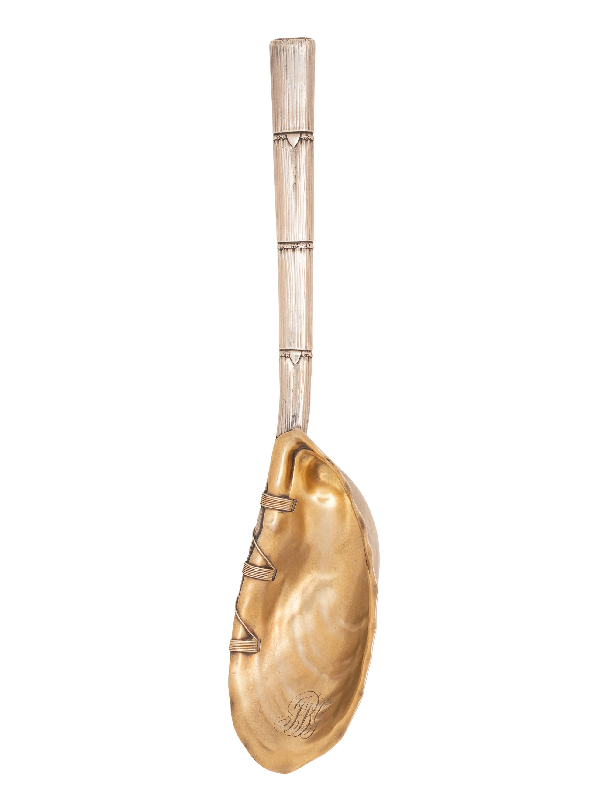 An American Silver Oyster-Form Serving Spoon