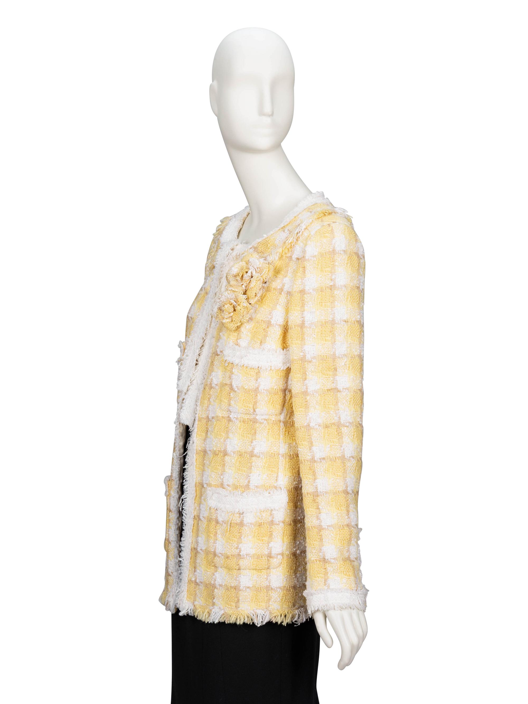 Chanel, Plaid Yellow Tweed Jacket