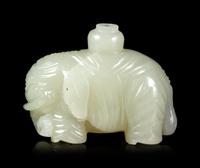A Small Pale Celadon Jade Figure of an Elephant