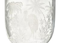 A Blown and Etched Glass Hurricane Vase