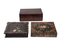 A Victorian Papier - Mâché Lap Desk and Letter Box