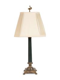 A Continental Painted and Gilt Metal Columnar Lamp