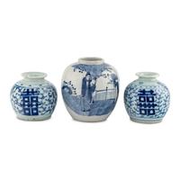 Three Chinese Porcelain Blue-and-White Ginger Jars