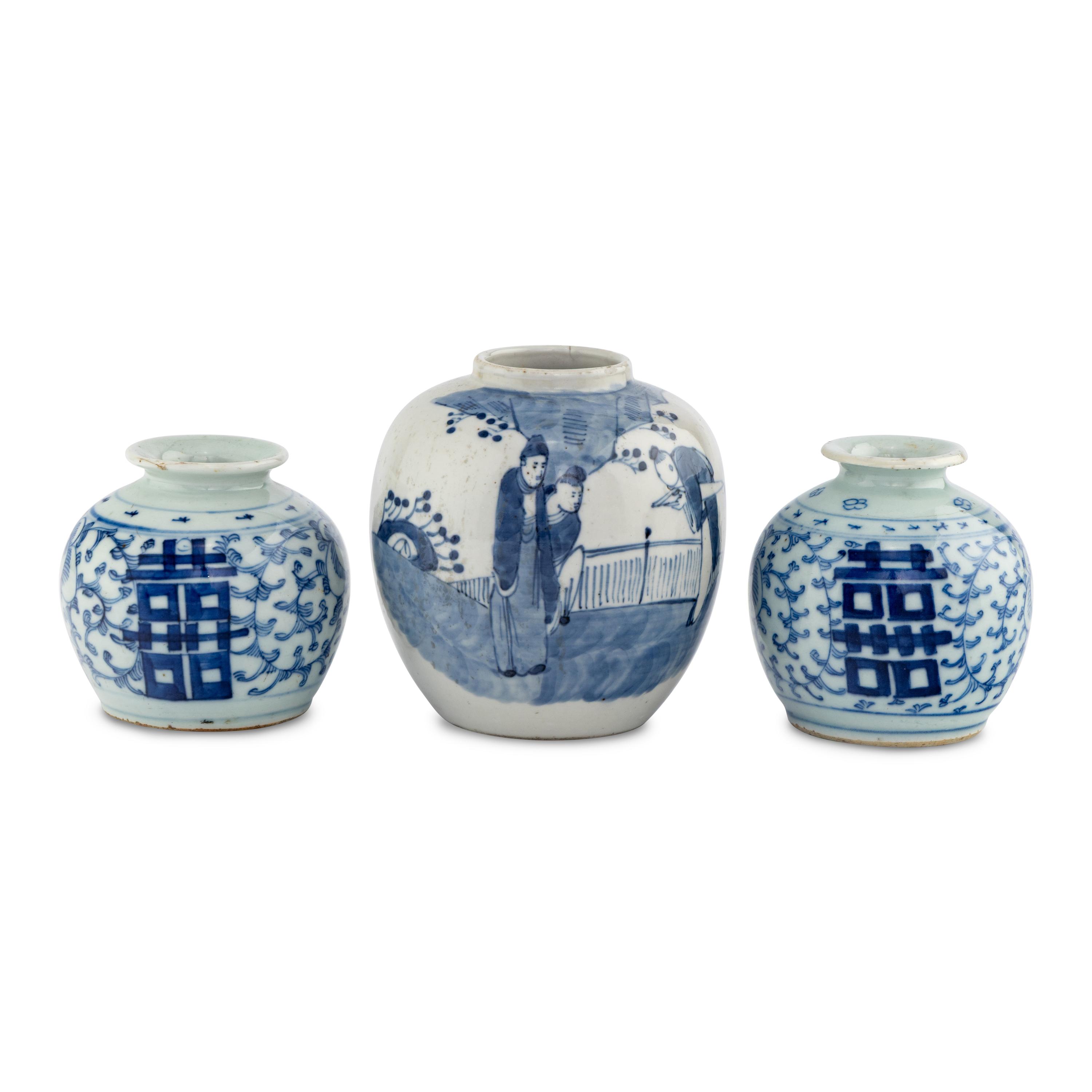 Three Chinese Porcelain Blue-and-White Ginger Jars