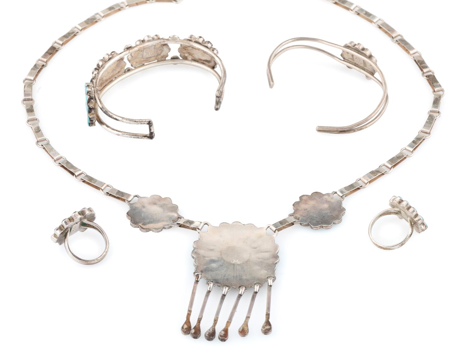 Zuni Silver and Mosaic Inlay Sunface Jewelry