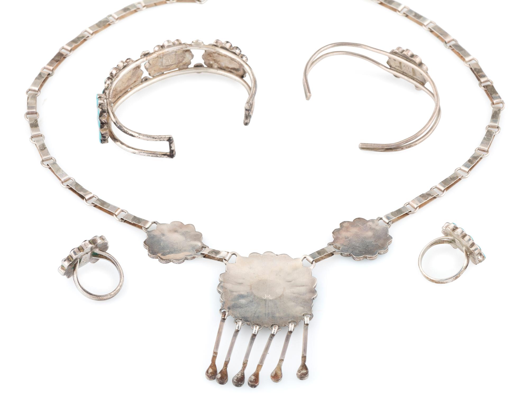 Zuni Silver and Mosaic Inlay Sunface Jewelry