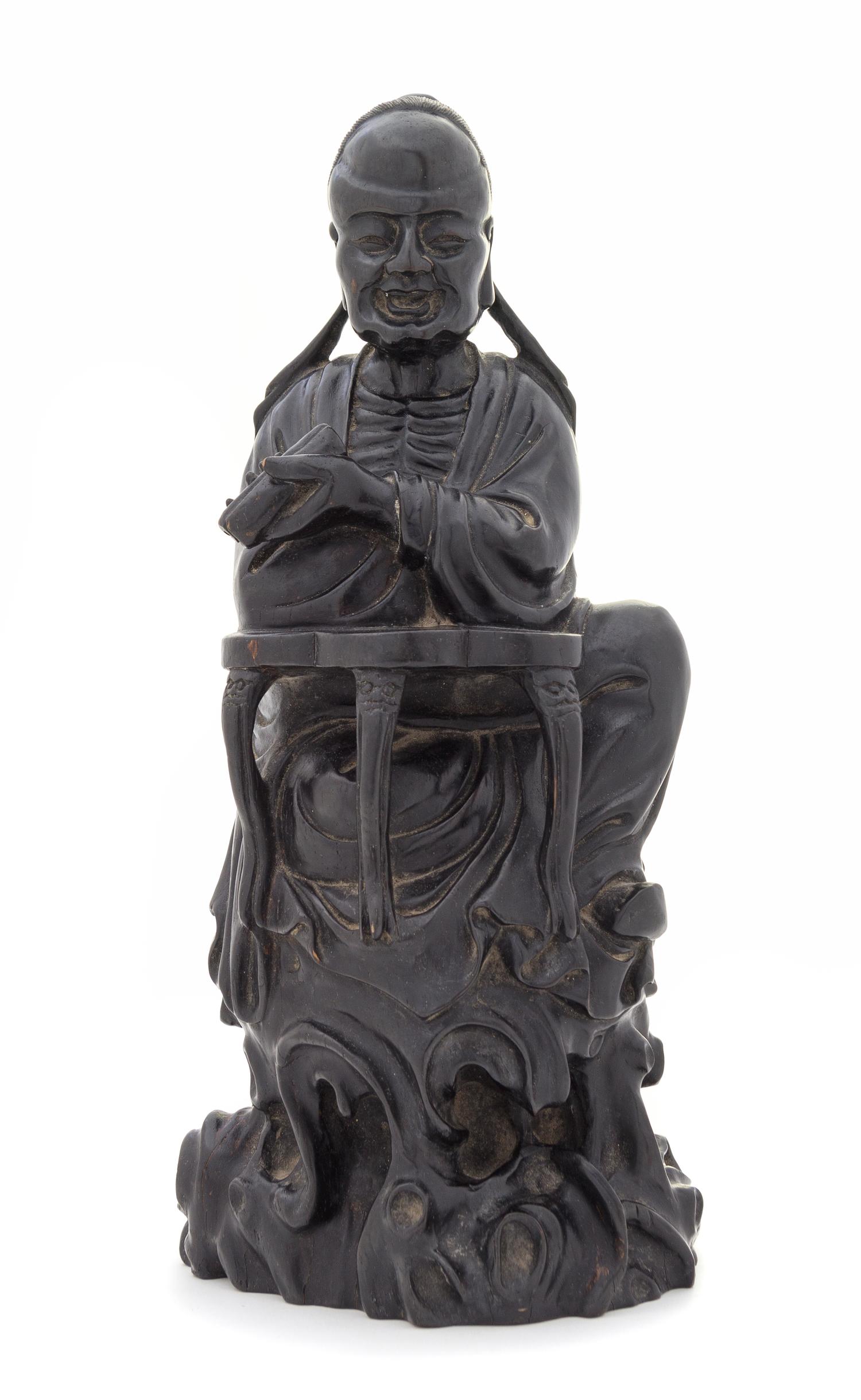 A Carved Zitan Wood Figure of a Scholar Height 13 inches.